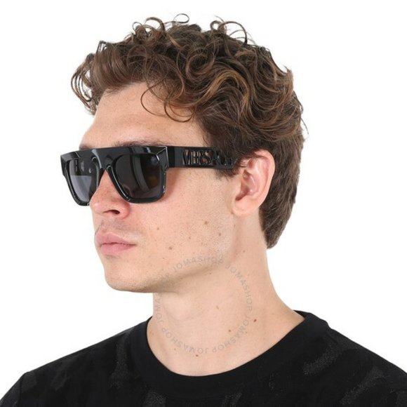 Versace VE4430U GB1/87 BRAND NEW Sunglasses Black Grey Frame Logo Square Unisex main image 11